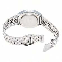 Casio 卡西欧复古 A159W-N1 黑色数字表盘银色不锈钢表带 - 銀色 - 查看 3