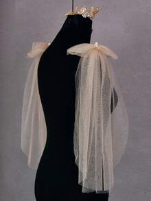 1 Pair Detachable Shoulder Shawl, With Pins, Delicate Chiffon Shoulder Decor With Bow, Suitable For Women In Autumn - VG34 - View 13