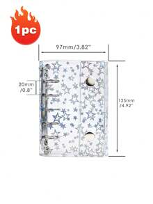 预算活页夹封面 透明PVC闪光星星 可起球笔记本保护套 带2个按扣 适用于现金信封系统 日记本 计划整理文件夹 - 彩色 - 查看 9