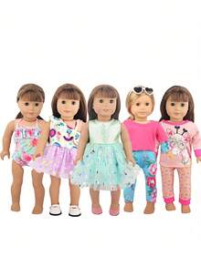 MSYO 5 套适合 18 英寸美国娃娃的娃娃衣服、时尚娃娃服装、娃娃连衣裙、独角兽睡衣和娃娃泳衣、小女孩玩具礼物生日礼物、家居装饰、房间装饰、娃娃衣服、女孩娃娃、娃娃、娃娃衣服、女孩娃娃、美国女孩娃娃、女孩娃娃>娃娃服装、بنات Maija、娃娃婴儿车