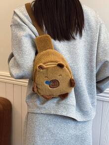 1 chiếc balo mini hình chuột lang nước. Túi đeo chéo nhẹ và thời trang. Túi đeo vai cá nhân tiện dụng. Túi xách tay có dây đeo điều chỉnh được. Túi đi học. Balo mềm mại và bông xốp. Túi đựng sách. Balo đại học. Túi hành lý. Balo mini phù hợp cho trường học. Balo bông xốp đáng yêu. Balo hình chuột lang nước. - màu nâu - Xem 11