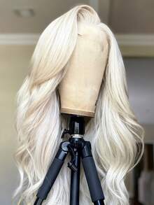 Platinum Blonde 13x4 HD Transparent Body Wave Lace Front Wigs Human Hair Ready To Wear 250 Density Glueless Wigs Human Hair Pre Plucked With Baby Hair Brazilian White Colored Water Wave Lace Frontal Wigs For Women - 米色 - 查看 2