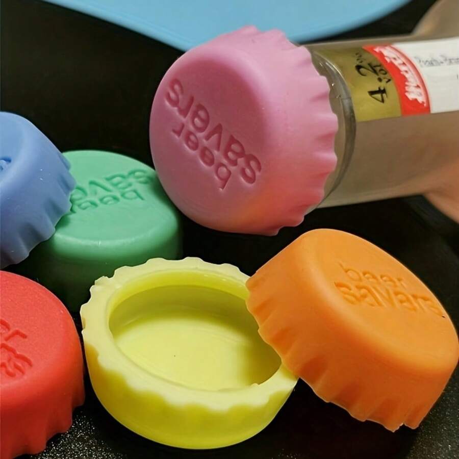 Reusable Silicone Bottle Caps - Leak-Proof Beer And Soda Sealer, Kitchen Alcohol Preservation Jars, Suitable For Beverage And Condiment Bottles - Multicolor - View 1