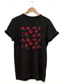 Poppy Red Flowers T-Shirt Botanical Floral Graphic Tee - 款式18 - 查看 1