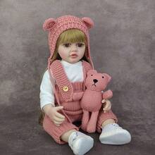 1 pièce Poupée Reborn de 22 pouces, poupée de simulation en vinyle mignonne et complète. Jouets de mode à habiller, cadeaux de Noël, cadeaux d'anniversaire - Rose bonbon - Voir 13