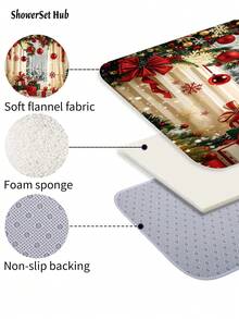 Christmas Decorations1/3/4pcs Christmas Window Scene Shower Curtain Bathroom Set, Gift Box With Bow And Snowflake Print Waterproof And Wear-Resistant Bathroom Decor And Accessories,With 12 Hooks - Includes Toilet Seat Cover, Bath Mats, And Rugs Polyester Fabric - Washable - Perfect For Holiday Decor,Home/Bedroom/House/Western/Winter Decor