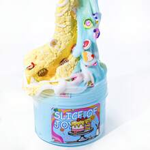 6oz Arcilla hecha a mano DIY Slime, Modelado con tema de pastel, Textura suave y burbujeante, Juguete antiestrés estirable y apretable - Azul - Ver 4