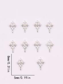 10 pezzi di decorazioni per unghie in metallo mini e raffinate con glitter a forma di croce, accessori fai-da-te per unghie, gemme per unghie, forniture per arte di unghie