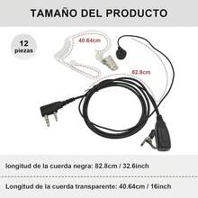 HHMIDS Juego de 12 Pack Walkie Talkie Auricular, Walkie Talkie Auricular con Micrófono, Auriculares de Tubo Acústico Transparente de 2 Pines, Compatible con, Linton, - 12 piezas - Ver 2