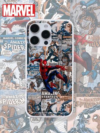 Marvel Custodia per telefono con cuscino d'aria trasparente, con licenza MARVEL/motivo a cartone animato, compatibile con 17/16/15/14/13/12/11/17 Pro Max/XS/XR/XS MAX, cover posteriore opaca anti-caduta