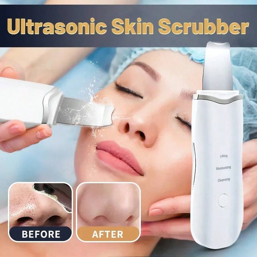 AXH. Non-Irritating Deep Facial Cleansing Tool, Skin Scraper, Vibrating Paddle-Shaped, Facial Skincare Beauty Device, Skin Cleansing Paddle - White - View 1