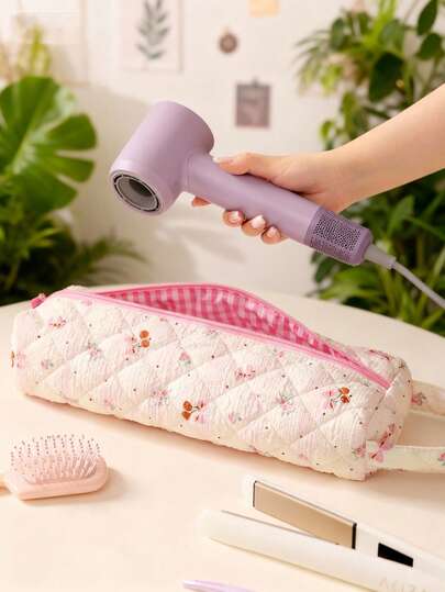 1Pc Cute Cherry Print Quilted Hair Dryer Storage Bag, Zipper Design Hair Dryer Holder, Hair Tool Bag Travel Case Travel Carrying Organizer Bag For Crimping Hair Tools(Curling Iron, Hair Dryer), Hair Clips, Hair Straightener, Ideal For Home & Travel, Makeup Bags Make Up Organizer Makeup Storage Travel, Christmas Gifts, Pouch, Travel, Gifts For Women, Women's Travel Essential, Pouch, Clutch / Small Handbag, Makeup Organizer, Pouch, Brush Holder, Mini Pouch, Large Capacity Pouch