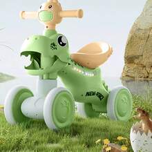 Montable de Dinosaurio para Niños - con Luces y Música, Cuatro Ruedas Estables, Asiento Cómodo - Ideal para Jugar en Casa y al Aire Libre - Azul - Ver 8