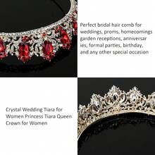 Rhinestones Tiara For Women Girls - Gold and Red Rhinestones - View 10