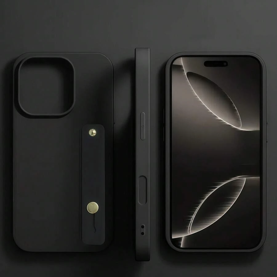 1pc Wrist Strap Holder Slim, Fashionable, Straight-Edge Phone Case Designed For Camera Protection, With Soft Microfiber Interior And Shock-Absorbing Function, Compatible With Various Models Of, Compatible With OnePlus, Compatible With Realme, Compatible With Honor, Compatible With Vivo, Compatible With Apple From 6 To 17