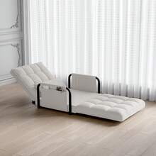 Anajqaqia Canapé-lit pliant 3 en 1 avec oreillers, réglable en 5 positions, fauteuil canapé de sol avec fonction couchage, canapé-lit rembourré, fauteuil inclinable pour bureau à domicile, canapé-lit pour lit simple, extensible, canapé-lit rembourré, fauteuil inclinable pour bureau à domicile - Beige - Voir 7