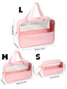 Transparent PVC Toiletry Bag,Large Capacity Makeup Bag, Multi-Functional PVC Toiletry Bag,Waterproof Travel Organizer Bag ,Travel Essential,Holiday Essentials For Winter And Fall For Vacation,For Cosmetics, Skincare, Makeup Brushes, Perfume, Suitable For Beach, School, Bathroom, Holidays, Mother's Day, Christmas, Gift For Mom Wash Bag For Travel For Bathroom For Women