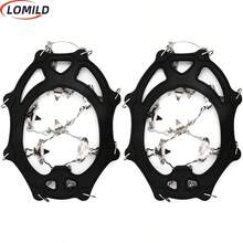 1 para antypoślizgowych ochraniaczy na buty, 8-zębowe kolce ze stali nierdzewnej, kolce do butów zapewniające przyczepność na zewnątrz, odpowiednie do chodzenia, biegania, wędrówek pieszych, wspinaczki, czarne