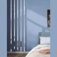 20pcs Silver Long Rectangle Mirror Wall Stickers, Acrylic Self-Adhesive Mirror Decals, Waistline Decor, Suitable For Living Room, Bedroom, Bathroom, TV Background Wall Decoration