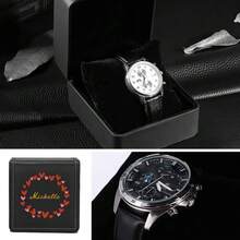 Custom Name Portable Single Watch Box PU Leather Protective Storage Organizer With Soft Interior Durable Watch Display Case Gift Case For Men Women Watch Collectors Enthusiasts - Black - View 3