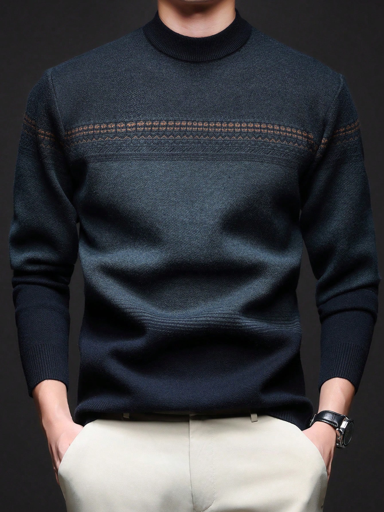 كنزة صوفية شتوي بلون اخضر زيتي