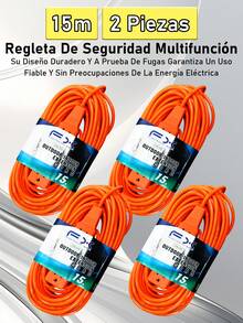 EXTENSIÓN ELÉCTRICA MULTICONTACTO USO RUDO 15 METROS 4 ENCHUFES - Tipo de Enchufe A USA (110-127V) - Ver 27
