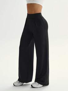 Women'S Casual Solid Color Wide Leg Sweatpants, Autumn/Winter Tights