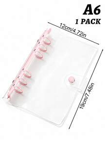 Transparent Candy‑Color A6 PVC 6‑Ring Binder Cover – Lightweight Refillable Planner Shell (No Paper Included),School Supplies,Back To School - Multicolor - View 16