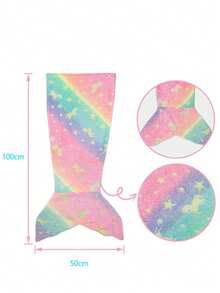 美人鱼尾巴毛毯，毛绒夜光毛毯，适合幼儿穿着，彩色独角兽图案，50厘米 x 100厘米，送给女孩的最佳礼物，适合圣诞节礼物 - 彩色 - 查看 8