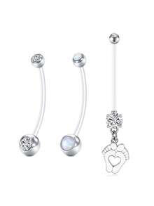 3 buc inel flexibil acrilic transparent pentru buric de sarcină, 14G personalizat, pandantiv, bijuterii pentru piercing de maternitate pentru burtă, inele pentru buric de maternitate 25/32/35/38 MM