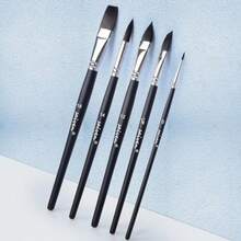 Sable Watercolor Brushes Professional Paint Brushes For Artists 6pcs Variety Shapes With Flat Angle  Stripper And Pointed Round For Watercolour Acrylic Gouache Inks Painting