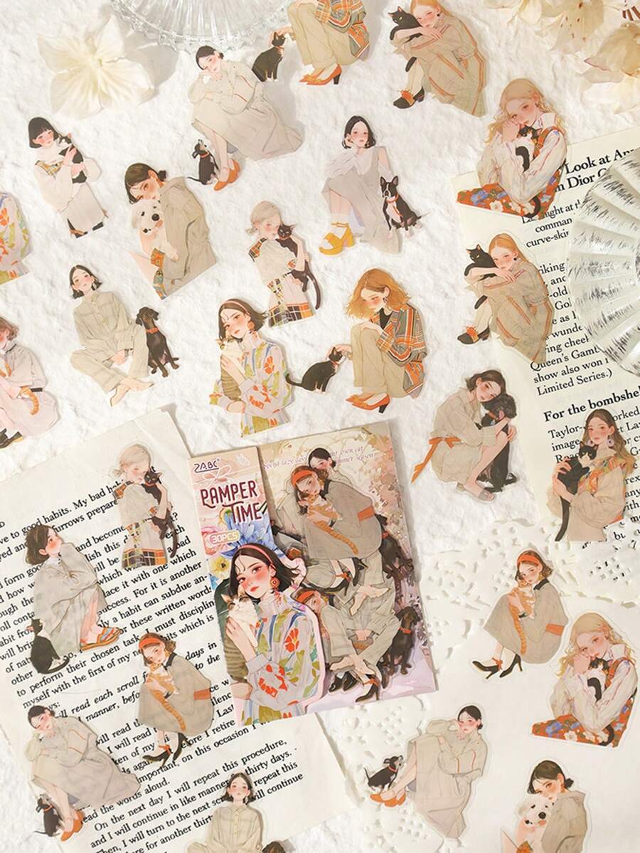 30pcs/Pack Daily Life Theme Stickers, Creative Aesthetic Sticker Decals, DIY Decorative Scrapbooking Craft Materials, Holiday Gifts, Personalized Scrapbook School Supplies