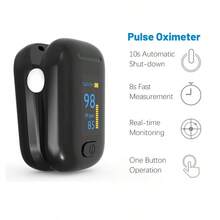 Fingertip Pulse Oximeter, For Monitoring Heart Rate And Blood Oxygen Saturation, CE And FDA Certified - Black - View 3