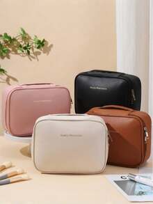 1pc Women's Large Capacity Portable Travel Cosmetic Bag Toiletry Organizer - Multicolor - View 1