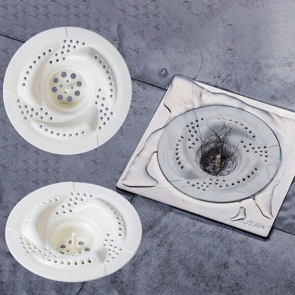 4 Stück Wirbel Abflussabdeckung, Haarstopper, wiederverwendbar, schnelle Drainage Anti-Rückfluss, werkzeuglose Installation, einfaches Herausziehen zum Reinigen, rundes kratzfestes Material, entwickelt für Haushalte mit langem Haar und Haustieren, passend für Bad- und Küchenspülen