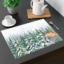 1 pezzo/4 pezzi/6 pezzi Tovagliette in lino con motivo albero di Natale, adatte per tavolo da pranzo, Natale, possono essere regali di Natale, decorazioni natalizie, applicabili per tutte le stagioni, tovagliette da tavolo moderne lavabili, decorazione per la stanza, sottobicchieri, tappetini per tavolo da cucina e da pranzo, decorazione per feste interne/esterne, decorazione per la casa, regali ideali