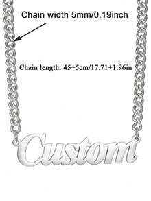 Dây chuyền thép không gỉ NK tùy chỉnh, Unisex, Thích hợp trang trí Halloween, quà Giáng sinh, trang sức thời trang, mặt dây chuyền khắc tên cá nhân, trang sức Hip Hop, dây chuyền vàng & bạc, dây chuyền khắc tên tùy chỉnh, quà sinh nhật, quà tặng bạn bè và người yêu, bạc thời trang, trang sức dành cho nữ - Bạc - Xem 10