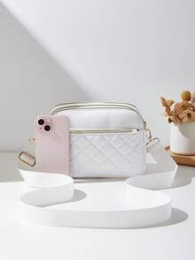 Fashionable New Quilted Seam Shoulder Bag, Multi-Layer Crossbody Bag For Women - White - View 3