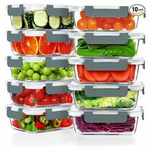Glass Meal Prep Containers 22oz, 10 Pack Airtight Food Storage Containers With Lids,Glass Lunch Containers For Microwave, Oven, Freezer & Dishwasher - As Picture/J - View 1