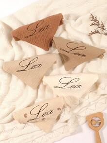 5pcs Customized Embroidered Name Baby Handkerchief Set, Pink, White, Coffee, Modigliani, Beige, Purple, Soft Absorbent Burp Cloths, Face Towels, Ideal Baby Shower Gift For Boys And Girls - Multicolor - View 3
