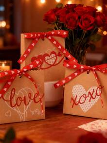 6个情人节LOVE糖果盒，皮革纸质糖果盒，情人节礼盒，丝带礼盒，婚礼糖果盒，派对礼品袋，生日礼品包装，情人节装饰品