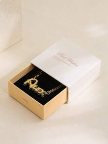 1 Stück personalisierte Edelstahl-Halskette mit Alex Buchstabensymbol, Doppelschicht Original Maßanfertigung - Personalisierter matter Buchstaben-Anhänger mit glänzenden Akzenten, glatte/matte Oberfläche Unisex Schmuckgeschenk, geeignet für Alltag oder besondere Anlässe, 18 Karat vergoldete personalisierte Halskette mit glänzenden Akzenten, Unisex