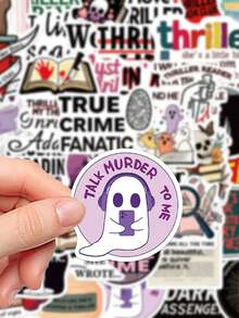 50 pegatinas de libros de terror para maletas, portátiles, álbumes de recortes, diarios, botellas de agua, cascos de guitarra, calcomanías DIY - Multicolor - Ver 8