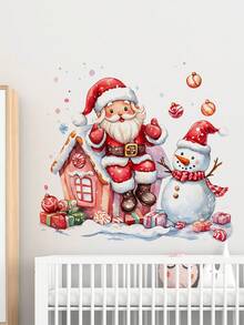 1 pieza Adorno rústico de gnomo y muñeco de nieve de Navidad de PVC y vidrio, calcomanía autoadhesiva extraíble para ventanas de DIY para decorar el hogar, la cocina, la sala de estar, el dormitorio, el estudio, el baño, decoración festiva navideña