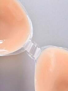 1pc Women's Solid Color Silicone Adhesive Bra, Thinly Padded Push-Up Nipple Covers Suitable For Everyday Use - GJXT-B - 查看 3