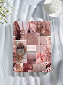 Romantische rosa Paris Patchwork Blumenmuster Schutzhülle, kompatibel mit iPad 9.7/10.2/10.5/10.9/12.9/Pro 11 (10. Generation), Galaxy Tab S6 Lite 10.4", Kindle Paperwhite 12. Generation (2024) und Kindle 11. Generation (2022), mit Fallschutz, Smart Support/Auto Wake/Sleep - Verschiedenfarbig - Übersicht 3