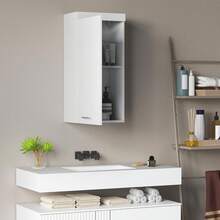 Armadio da bagno pensile con ante, armadio a muro, armadietto dei medicinali con ante, ripiani regolabili 37,2 x 24,5 x 76,8 cm, bianco