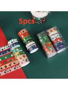 3/5/8-Piece Christmas Paper Tape Set, Including Santa Claus, Snowman, Gnome Decorative Tapes, And Reindeer-Themed Tapes, Suitable For Stationery, Scrapbooking, DIY Crafts, And Gift Wrapping