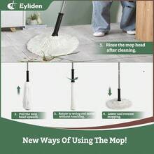 Twist Mop - Simple Easy Self - Wringing, 57 Long Handle,  All Type Floors, Microfiber String Mops Cleans Dust Pet Hair, Quick Absorbs Spills On Floor, JX - 0001 White - trắng - Xem 7