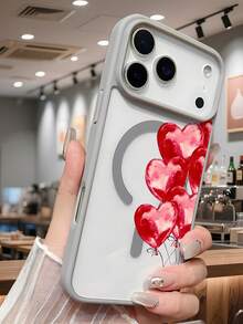 Strapazierfähige, alltagstaugliche Schutzhülle mit rotem Liebesballon-Herz-Aufdruck, romantischer, ästhetischer, schicker Stil, magnetischer Stoßschutz, luxuriöse, skurrile Geschenke, kompatibel mit iPhone 17 pro max/17pro/17/Air/16promax/16pro/16plus/16/15promax/15pro/15plus/15/14promax/14pro/13promax/13pro/13/12promax/12/11promax/11pro/11/XSmax/X